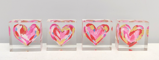 ACRYLIC HEART BLOCK WITH GOLD LEAFING BY HALEY BUSH