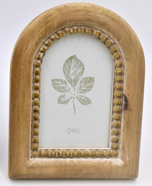 9" ARCHED WOOD BEADED FRAME (4x6) ASSORTED