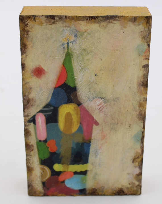 HAND-PAINTED CHURCH ON WOOD BY JILL ALFORD 3"x5"