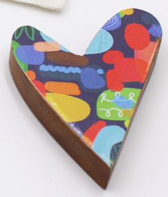 WOOD POCKET HEART AND CROSS IN POUCH BY JILL ALFORD
