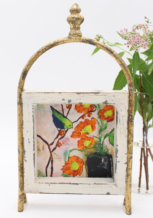 FRAMED WOOD ART ON STAND BY TAWNYA NORTON