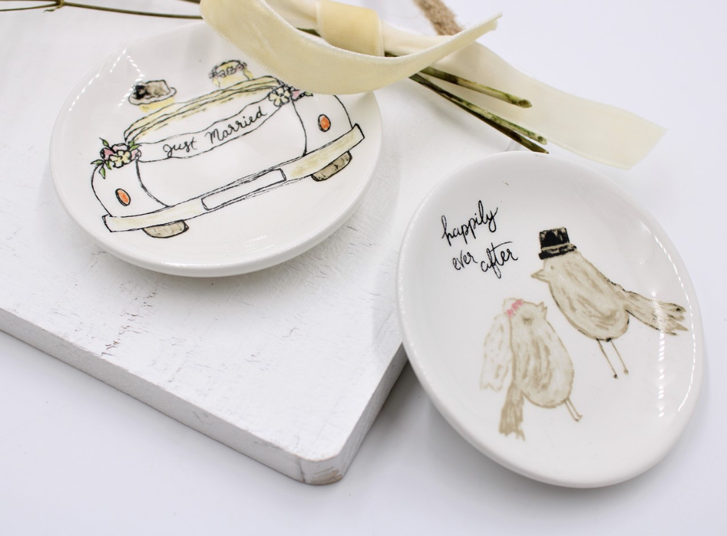 3" CERAMIC WEDDING TRINKET DISH BY TAWNYA NORTON