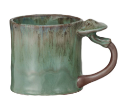 14oz. STONEWARE MUG W/MUSHROOM HANDLE - ASSORTED