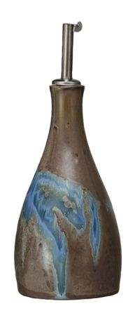 10oz. STONEWARE OIL CRUET - ASSORTED