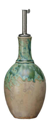 10oz. STONEWARE OIL CRUET - ASSORTED