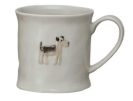 8oz. EMBOSSED STONEWARE MUG W/FRUIT&ANIMALS - ASSORTED
