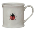 8oz. EMBOSSED STONEWARE MUG W/FRUIT&ANIMALS - ASSORTED