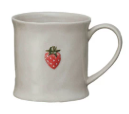 8oz. EMBOSSED STONEWARE MUG W/FRUIT&ANIMALS - ASSORTED