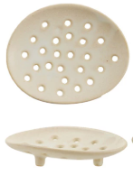 STONEWARE FOOTED SOAP DISH - ASSORTED