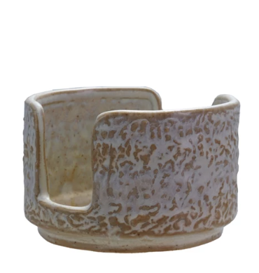 STONEWARE SPONGE HOLDER -WHITE REACTIVE GLAZE