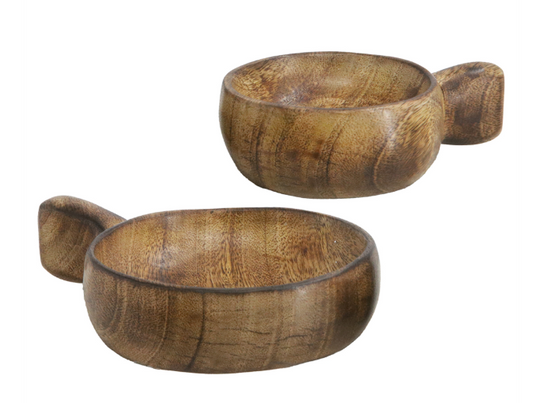 WOOD SERVING BOWLS - SET OF 2
