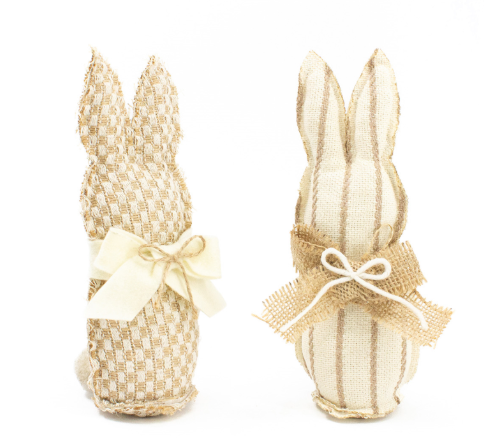 STRIPED AND WEAVE PATTERNED STUFFED BUNNIES