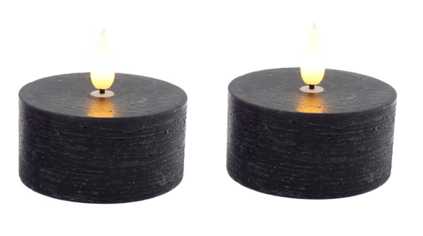 SET OF 2 LARGE BLACK LED TEA LIGHTS
