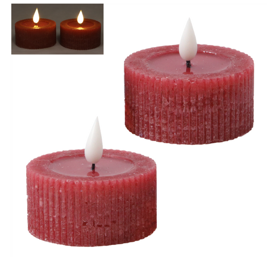 SET OF 2 LARGE RED LED TEA LIGHTS