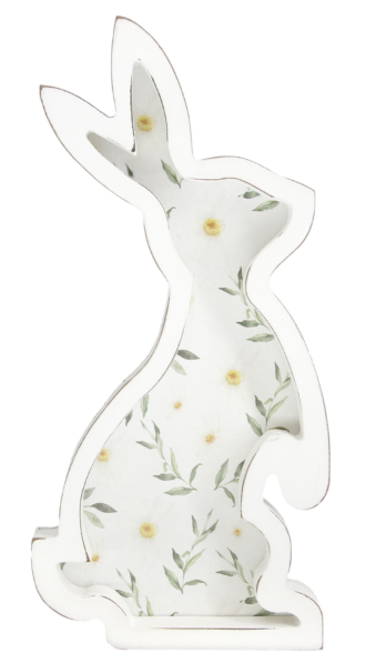 BUNNY CUTOUT STAND WITH DELICATE BLOSSOM ART