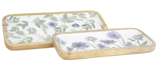 VIOLET MEADOW ENAMEL TRAY - ASSORTED