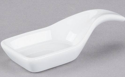 WHITE PORCELAIN RECTANGULAR TASTING SPOONS - INDIVIDUAL