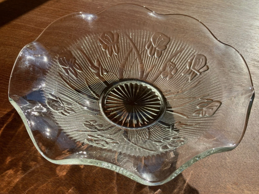 JEANNETTE IRIS AND HERRINGBONE 11.5" GLASS BOWL
