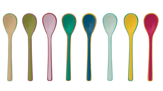 ENAMELED STAINLESS STEEL SPOON WITH COLORED EDGE