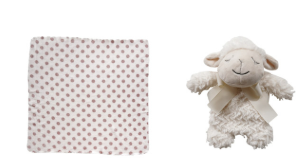 PLUSH ANIMAL WITH POLKA DOT BLANKET - ASSORTED