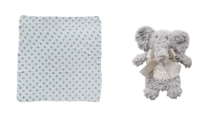 PLUSH ANIMAL WITH POLKA DOT BLANKET - ASSORTED