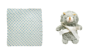 PLUSH ANIMAL WITH POLKA DOT BLANKET - ASSORTED