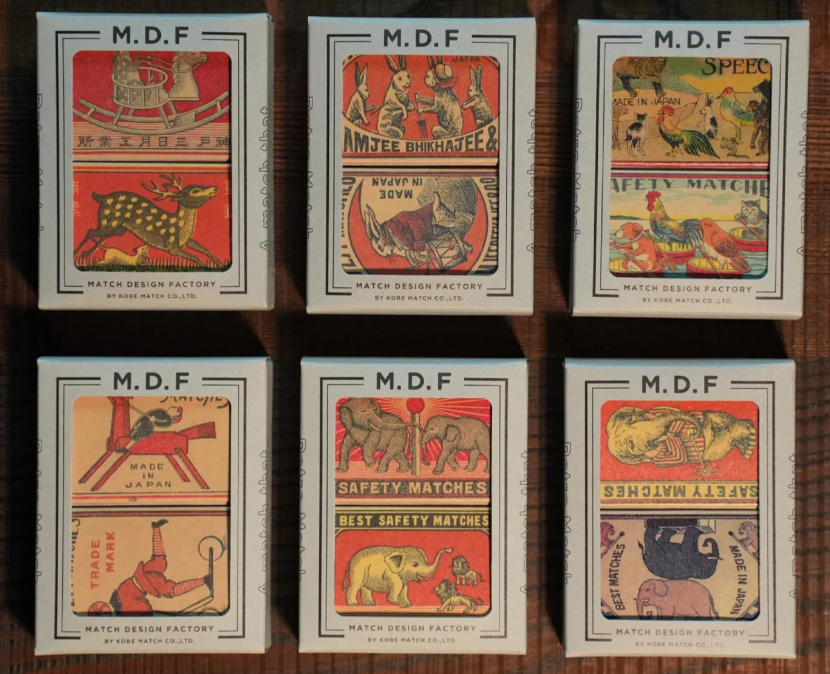 MDF HIBI RETRO MATCHES - SET OF 2 - 40 MATCHES IN EACH BOX - ASSORTED