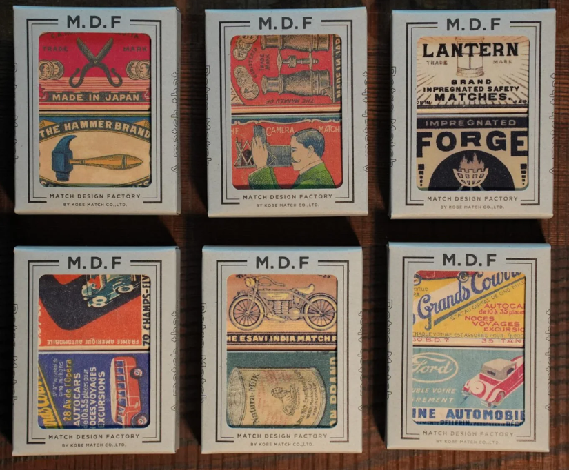 MDF HIBI RETRO MATCHES - SET OF 2 - 40 MATCHES IN EACH BOX - ASSORTED