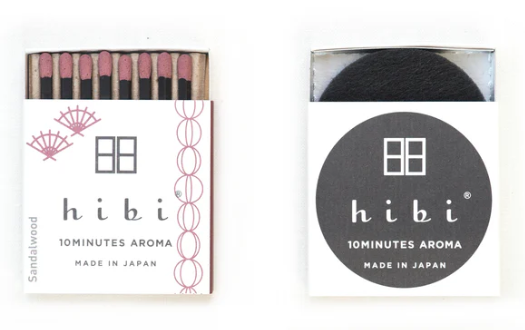 HIBI MATCH - BOX OF 8 INCENSE MATCHES FROM JAPAN - ASSORTED