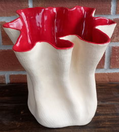 POTTERY BY SARAH FORNO - RED & WHITE VASE
