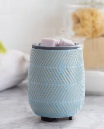 CANDLE WARMERS - FLIP DISH WAX WARMER - BLUE HERRINGBONE