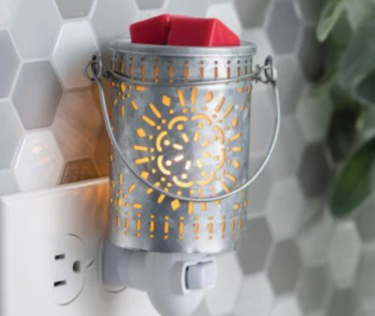 CANDLE WARMERS - PLUGGABLE FRAGRANCE WARMER GALVANIZED TIN