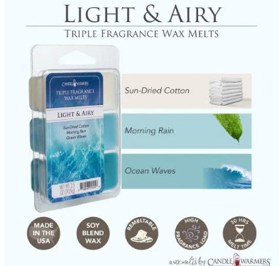 CANDLE WARMERS ARTISAN WAX MELTS -TRIPLE FRAGRANCE LIGHT & AIRY