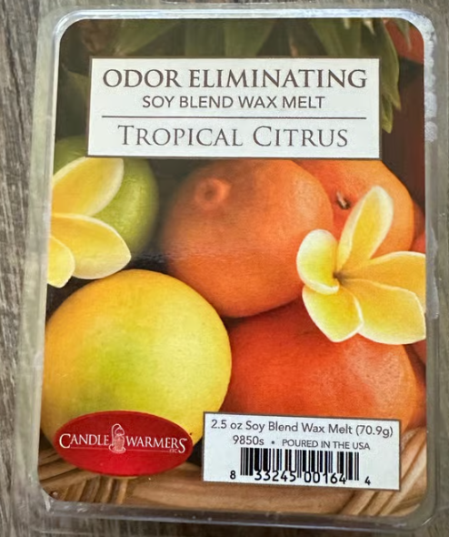 CANDLE WARMERS ARTISAN WAX MELTS -ODOR ELIMINATING TROPICAL CITRUS