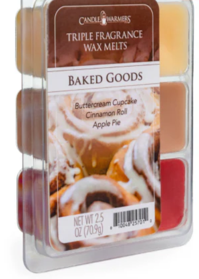 CANDLE WARMERS ARTISAN WAX MELTS - TRIPLE FRAGRANCE BAKED GOODS (BUTTERCREAM CUPCAKE/CINNAMON ROLL/APPLE PIE)