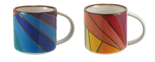 14oz. STONEWARE MUG W/ WAX RELIEF MULTI-COLOR DESIGN