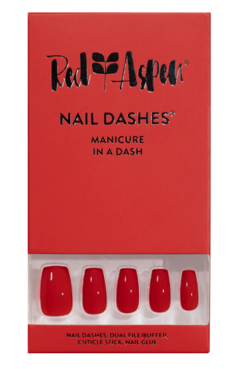 RED ASPEN NAIL DASHES - TULIPS FOR TRINITY (MEDIUM COFFIN)