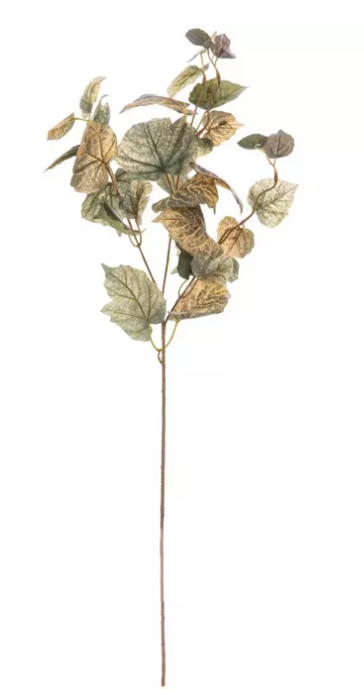 GREEN AND CREAM COTTONWOOD LEAF BRANCH