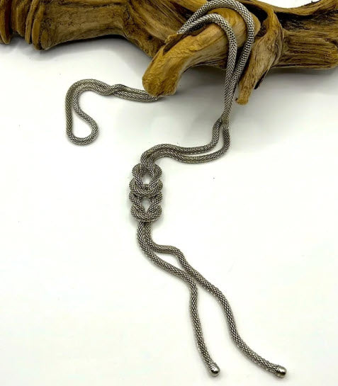 VINTAGE SILVER SNAKE 31" CHAIN NECKLACE