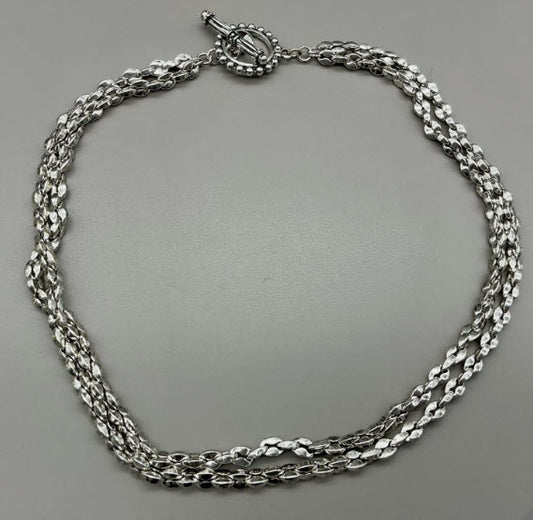 PREMIER DESIGNS SILVER TONE 17" MULTI-STRAND CHAIN NECKLACE