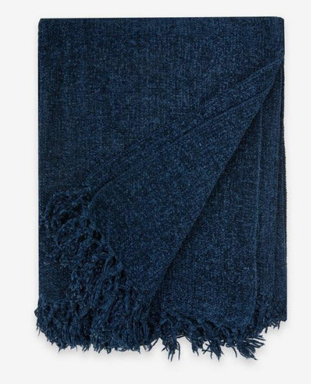 NAVY CHENILLE THROW - PIER ONE