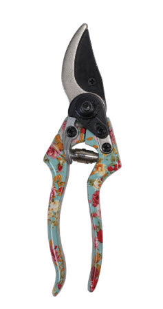 ALUMINUM GARDEN SPADE AND PRUNING SHEARS WITH FLORAL PATTERN - ASSORTED
