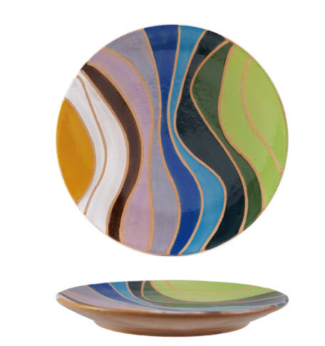 STONEWARE PLATE WITH WAX RELIEF DESIGN