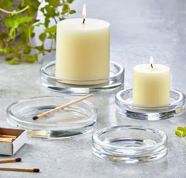 4.5"DIA. CLEAR GLASS PILLAR CANDLE DISH