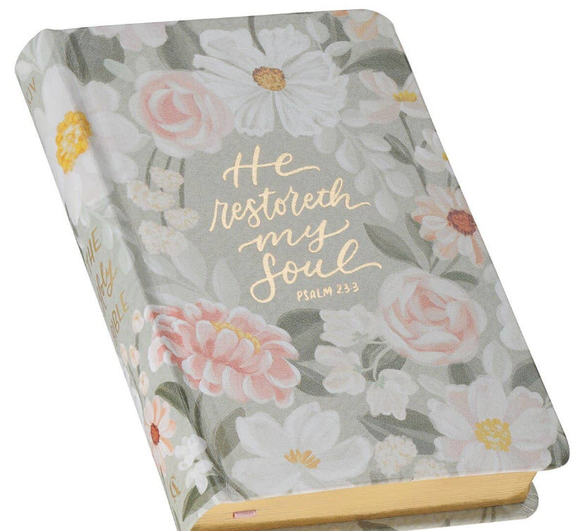 KJV COMPACT BIBLE: LICHEN GRAY FLORAL BIBLE