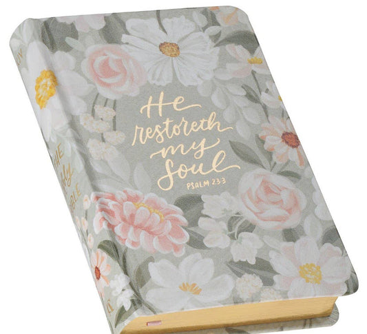 KJV COMPACT BIBLE: LICHEN GRAY FLORAL BIBLE