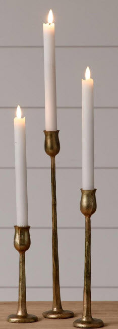 GOLD METAL CANDLE HOLDERS - SET OF 3