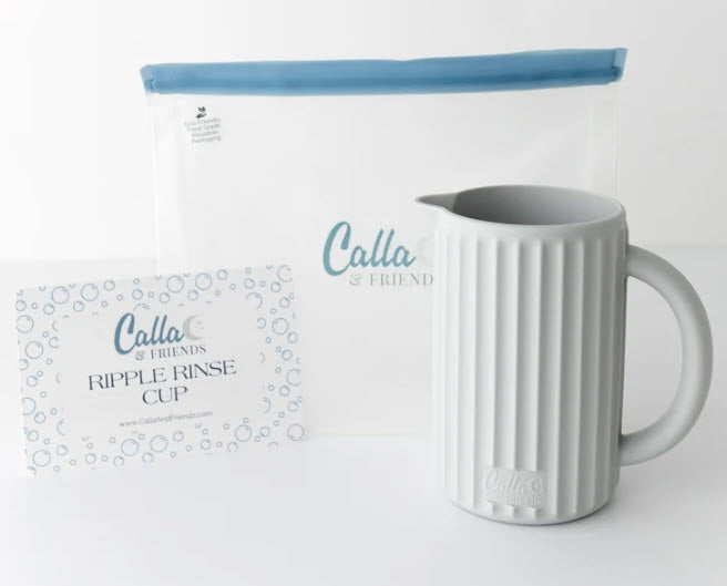 CALLA & FRIENDS RIPPLE RINSE CUP / SPOUT SNUGGLER- WHISPER GRAY