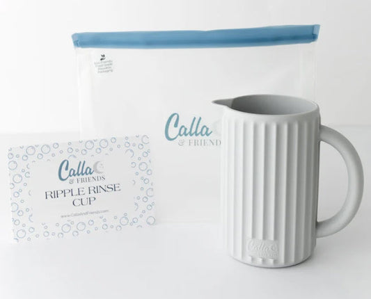 CALLA & FRIENDS RIPPLE RINSE CUP / SPOUT SNUGGLER- WHISPER GRAY