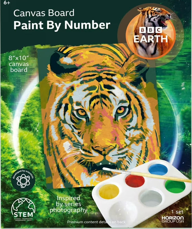BBC EARTH CANVAS BOARD PAINT BY NUMBERS - TIGER